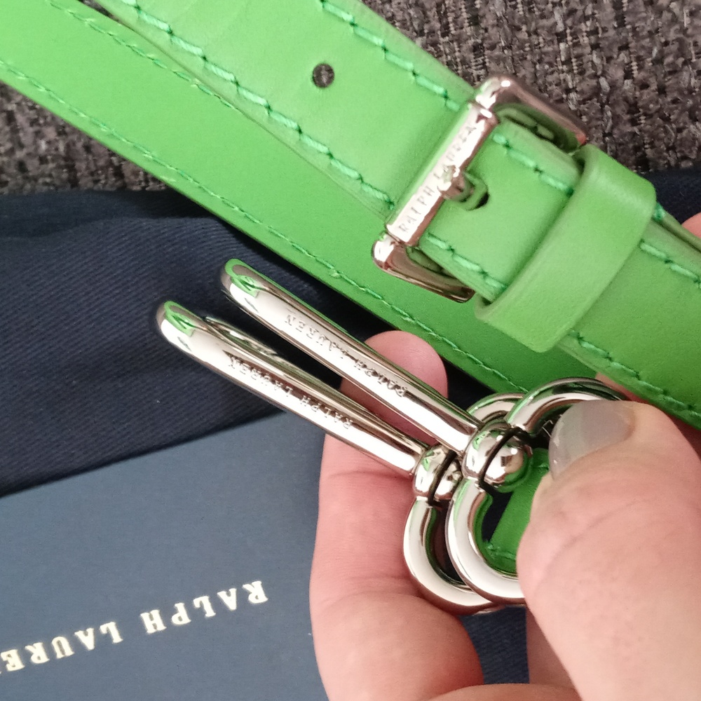 💚RARE Ralph Lauren💚 - Kelly Green Leather Equestrian Stirrup Hobo Bag - Picture 12 of 16